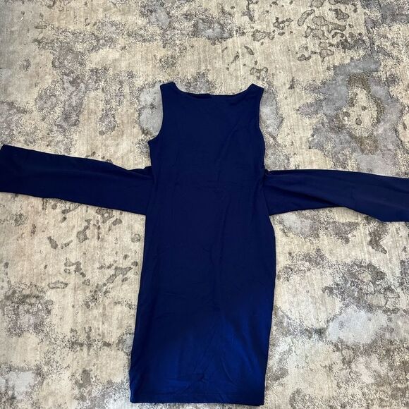 SUSANA MONACO Blue Front Tie Work Dress - Picture 3 of 5